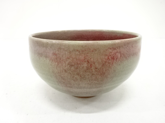 JAPANESE TEA CEREMONY / TEA BOWL CHAWAN / COPPER-RED GLAZE / ARTISAN WORK
